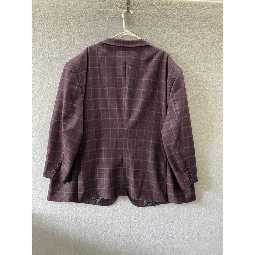 Oak Hill Burgundy Windowpane Sport Coat Blazer 58R 4XL Big Tall Quiet Luxury - Picture 3 of 14
